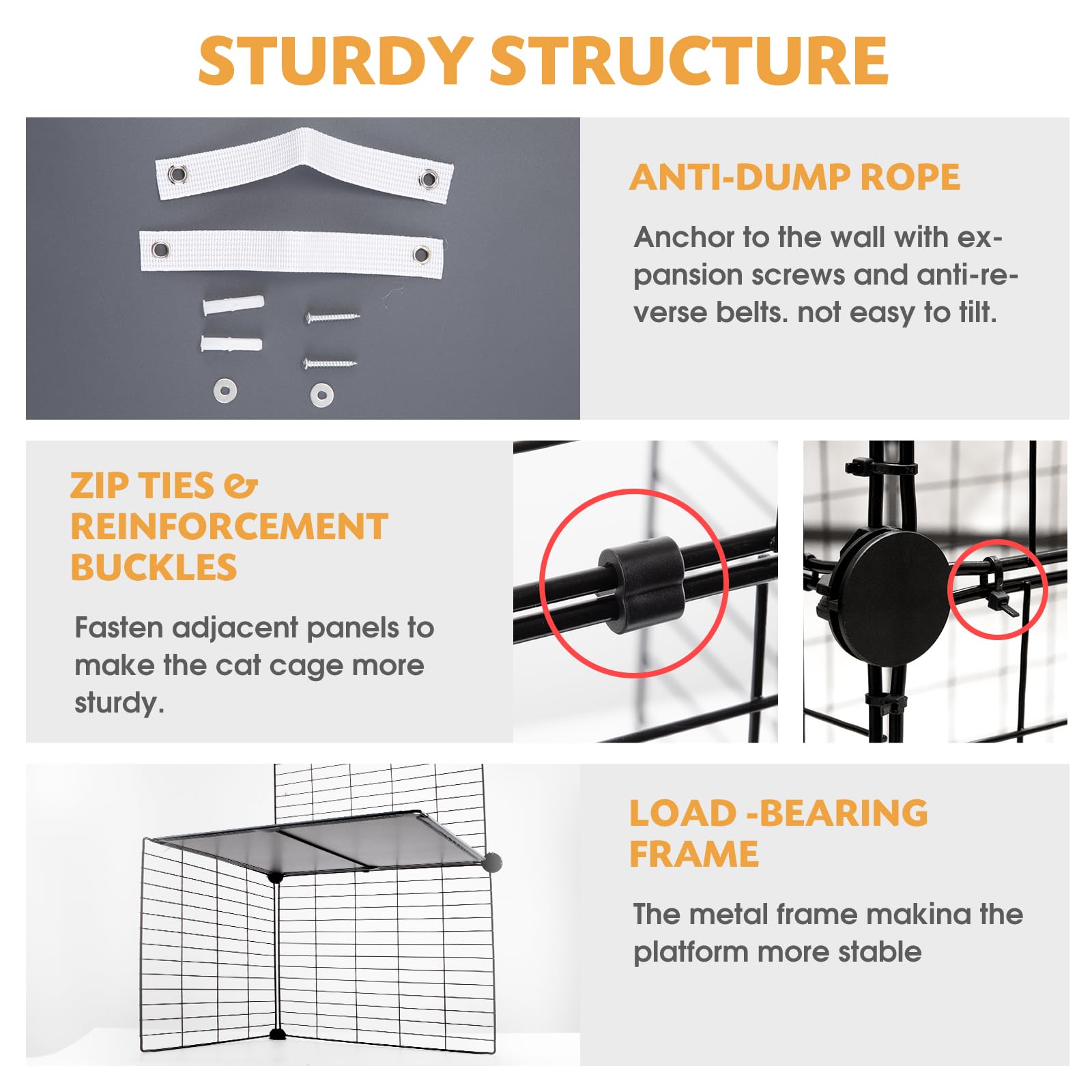 PAWING cat enclosure tool-free assembly simplifies set-up and reconfiguration.