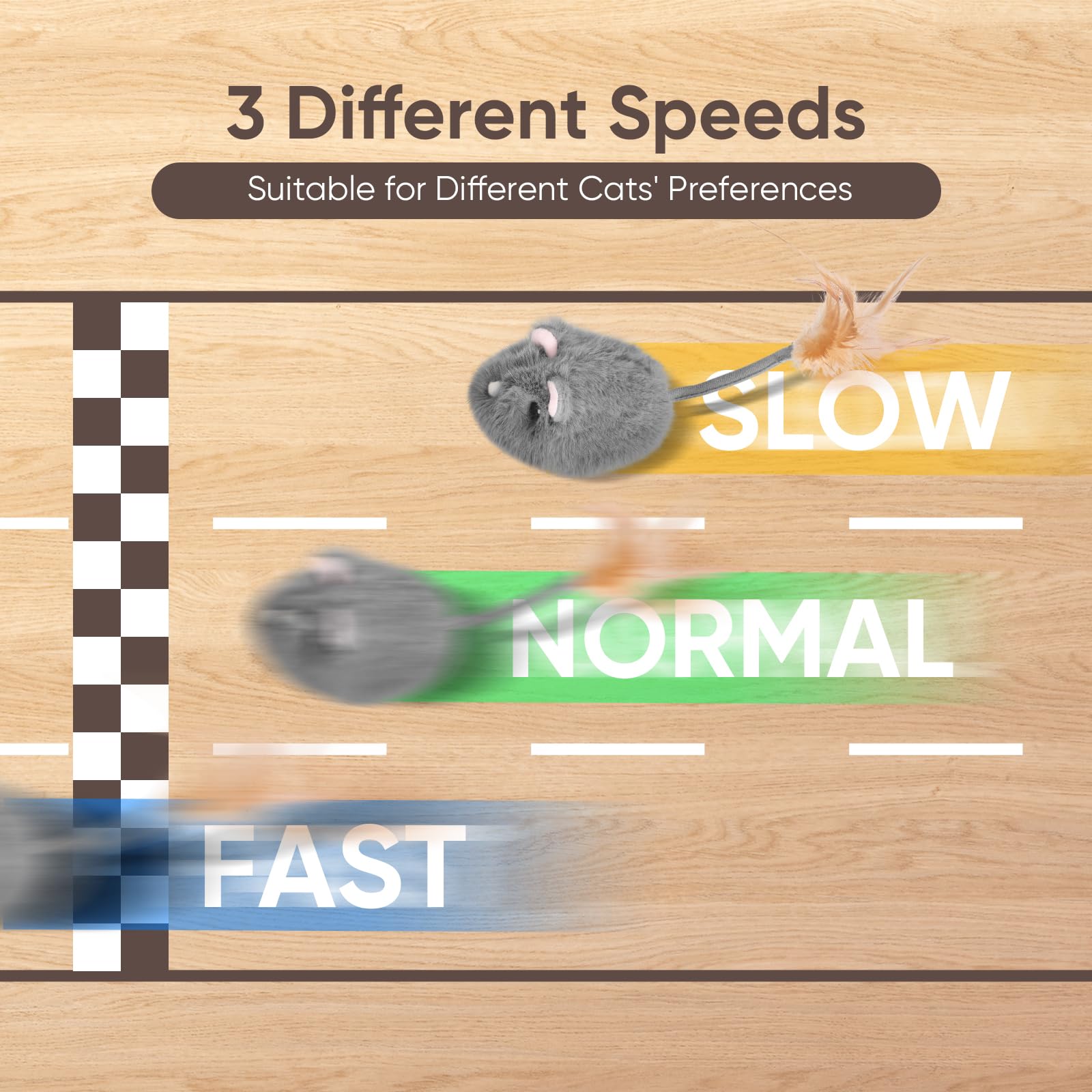 Pawingcat cat mouse toy feather-tail design supports easy swatting