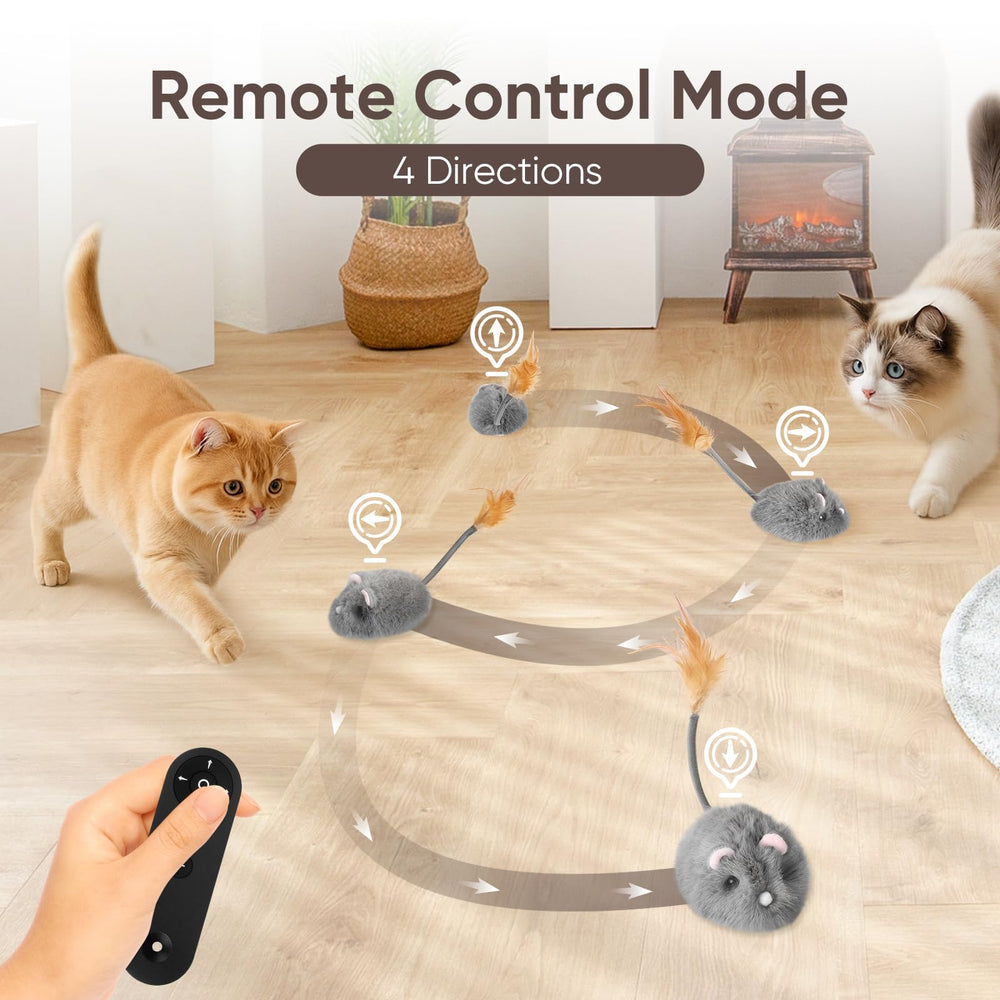 Pawingcat cat mouse toy remote control mode guides chases for bonding
