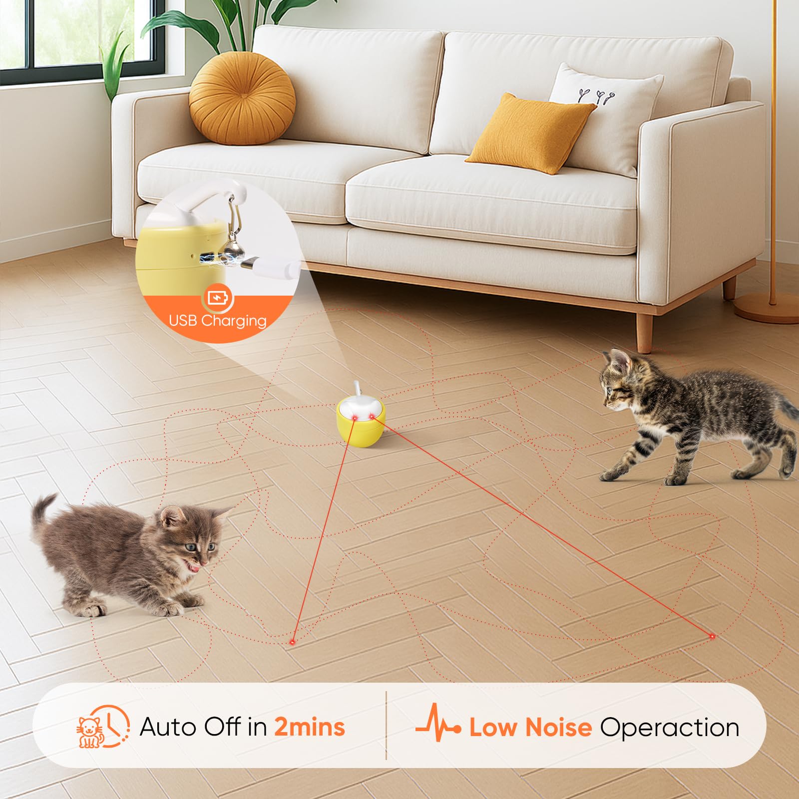 Pawingcat USB charging indicator shows charging and ready status for long sessions