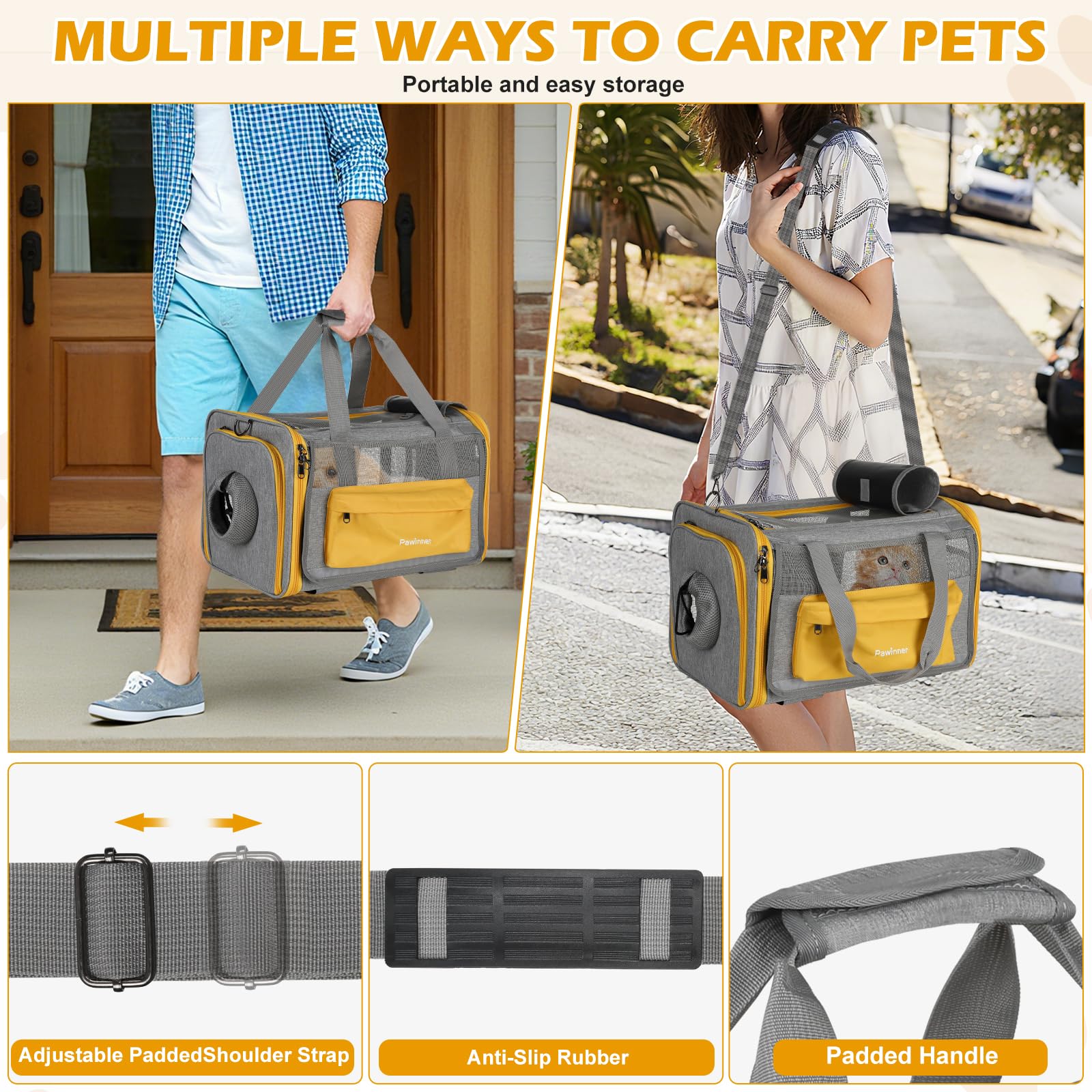 Pawinner cat carrier removable pad provides skin-friendly, comfortable sleeping.