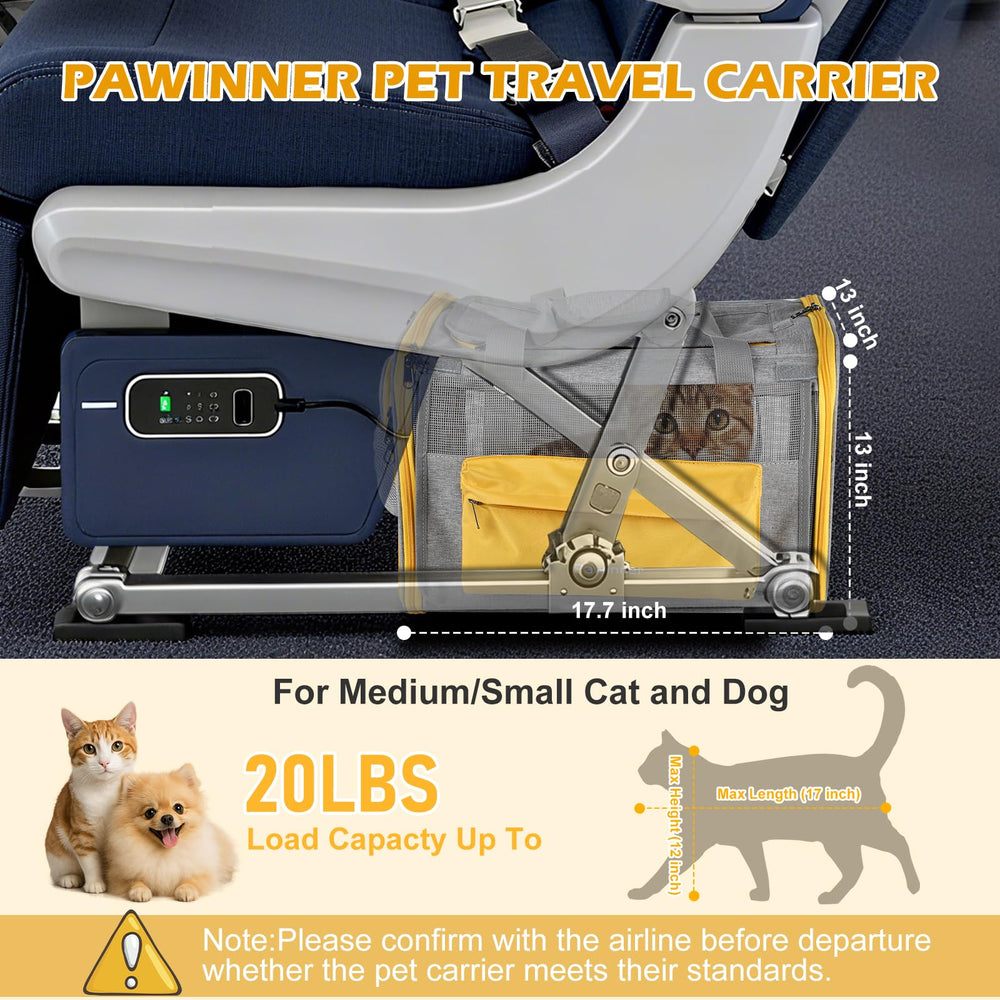 Pawinner cat carrier under-seat-friendly design fits most airline cabins.