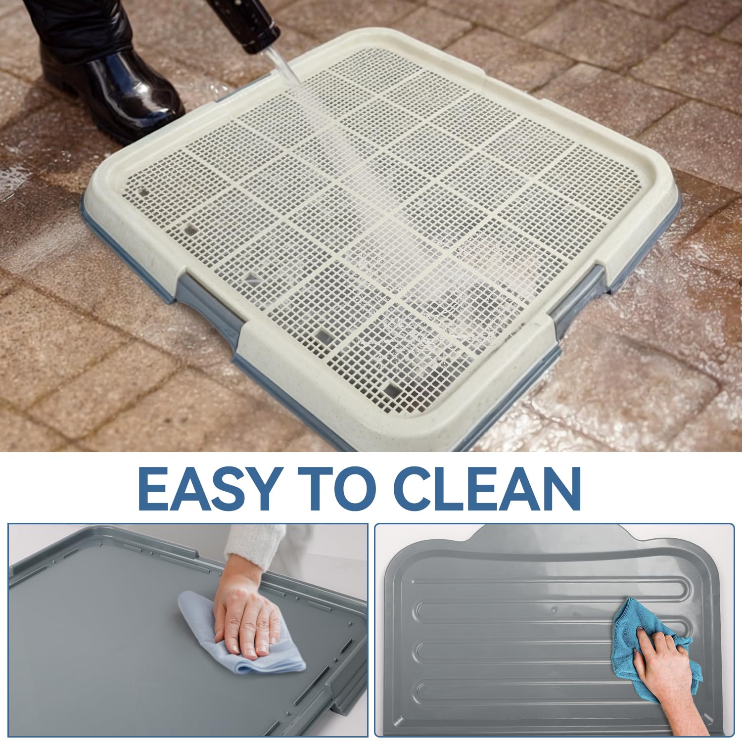 PAWISE anti-slip base keeps the indoor potty securely in place on slick floors
