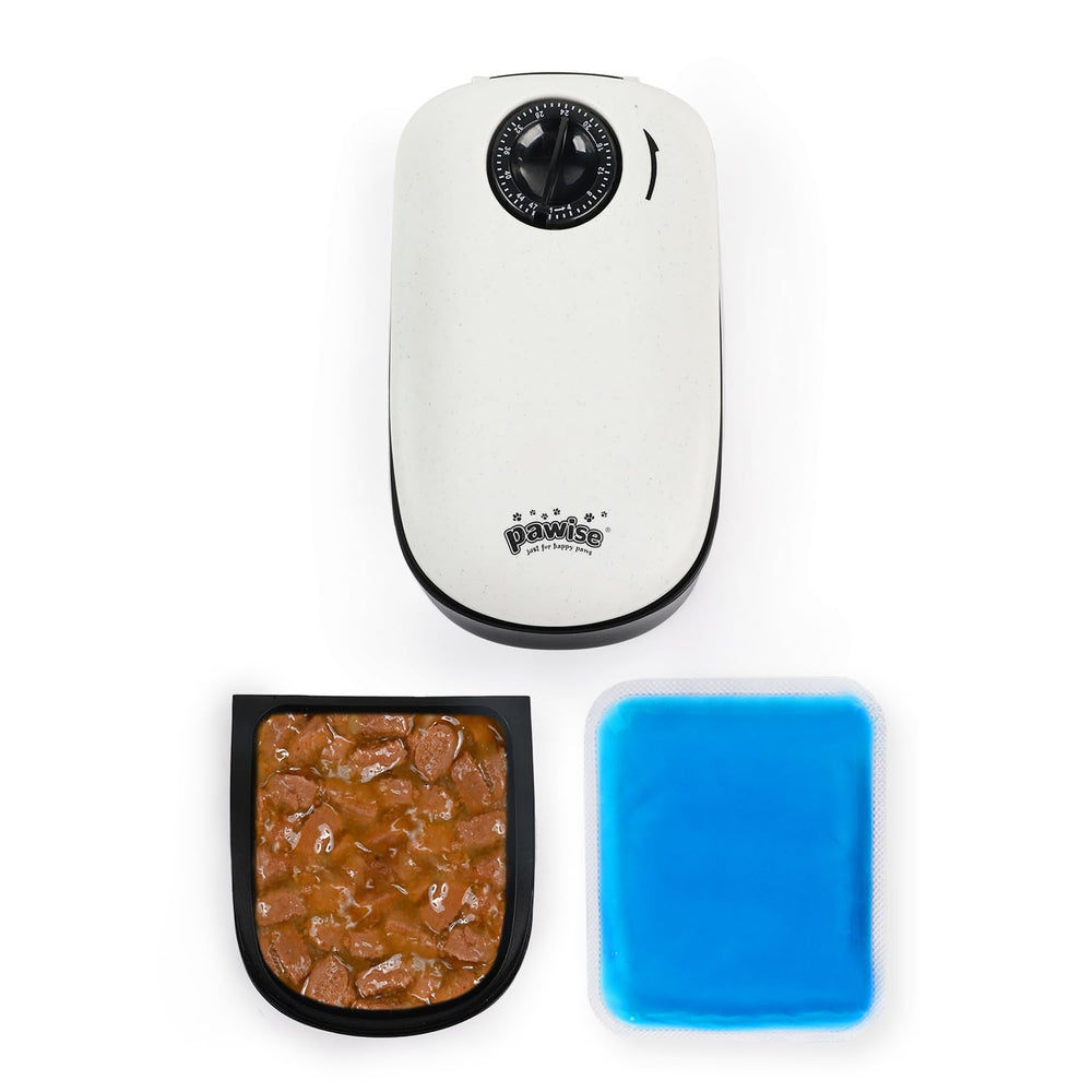 PAWISE battery powered feeder uses 1 AA battery for convenience