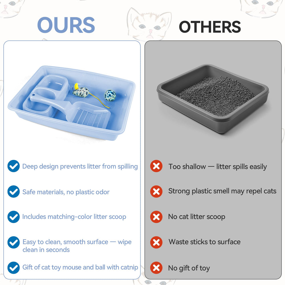 PAWISE easy-cleaning features shown on litter box for quick maintenance.