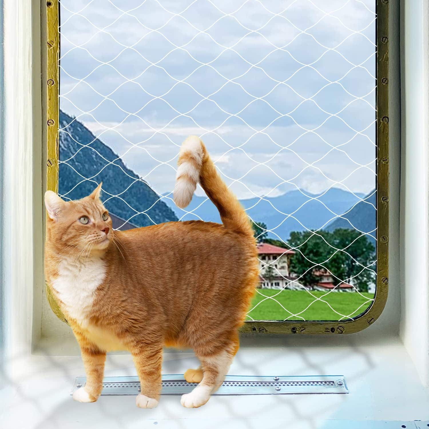 PAWISE Cat Safety Net nylon material close-up showing durable, weather-resistant construction.