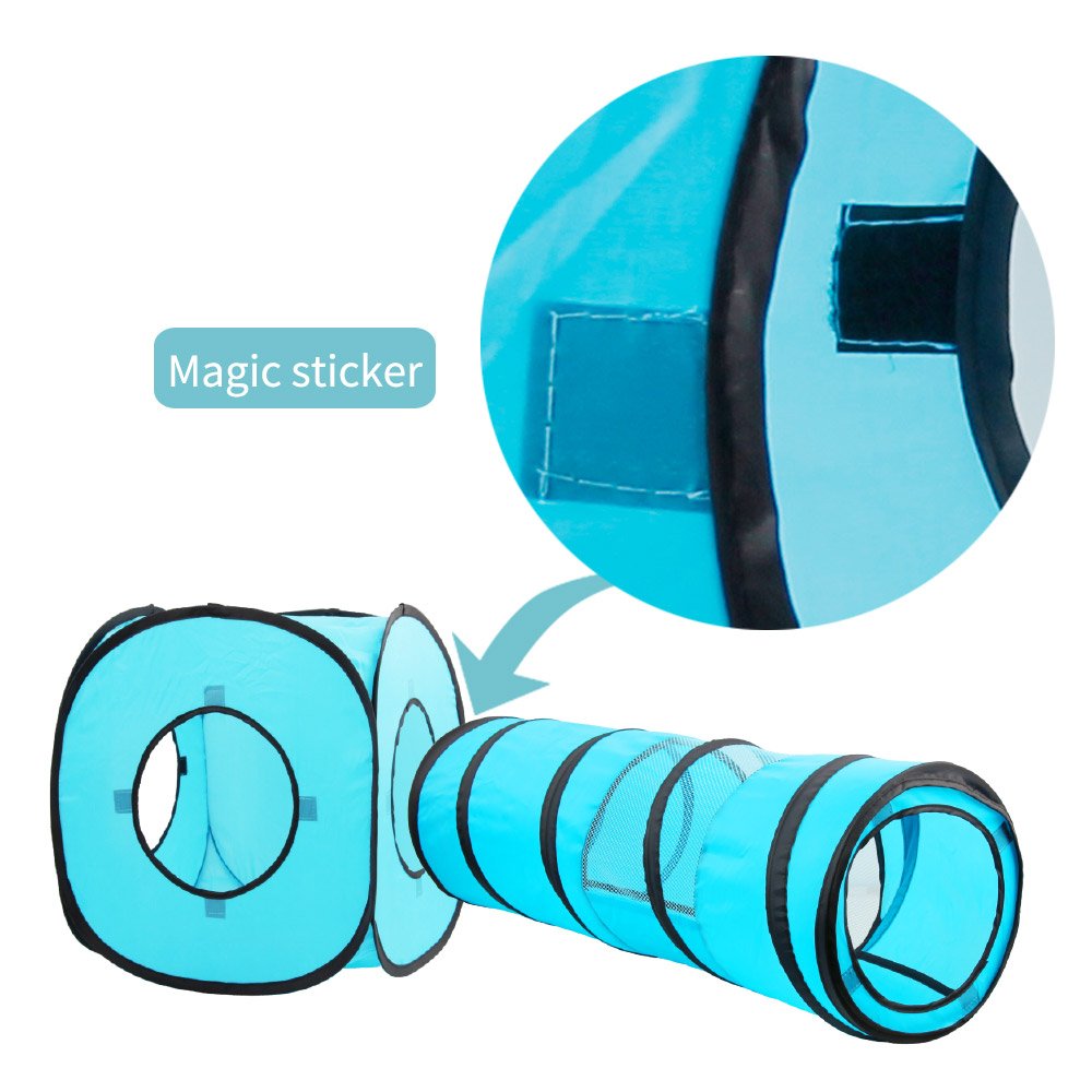 PAWISE cat tunnel measures 35 inches long, 10 inches wide for roomy play.