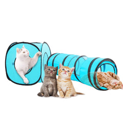 PAWISE collapsible cat tunnel folded for compact storage and easy transport.