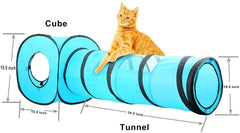PAWISE collapsible cat tunnel open view shows 35-inch play length.