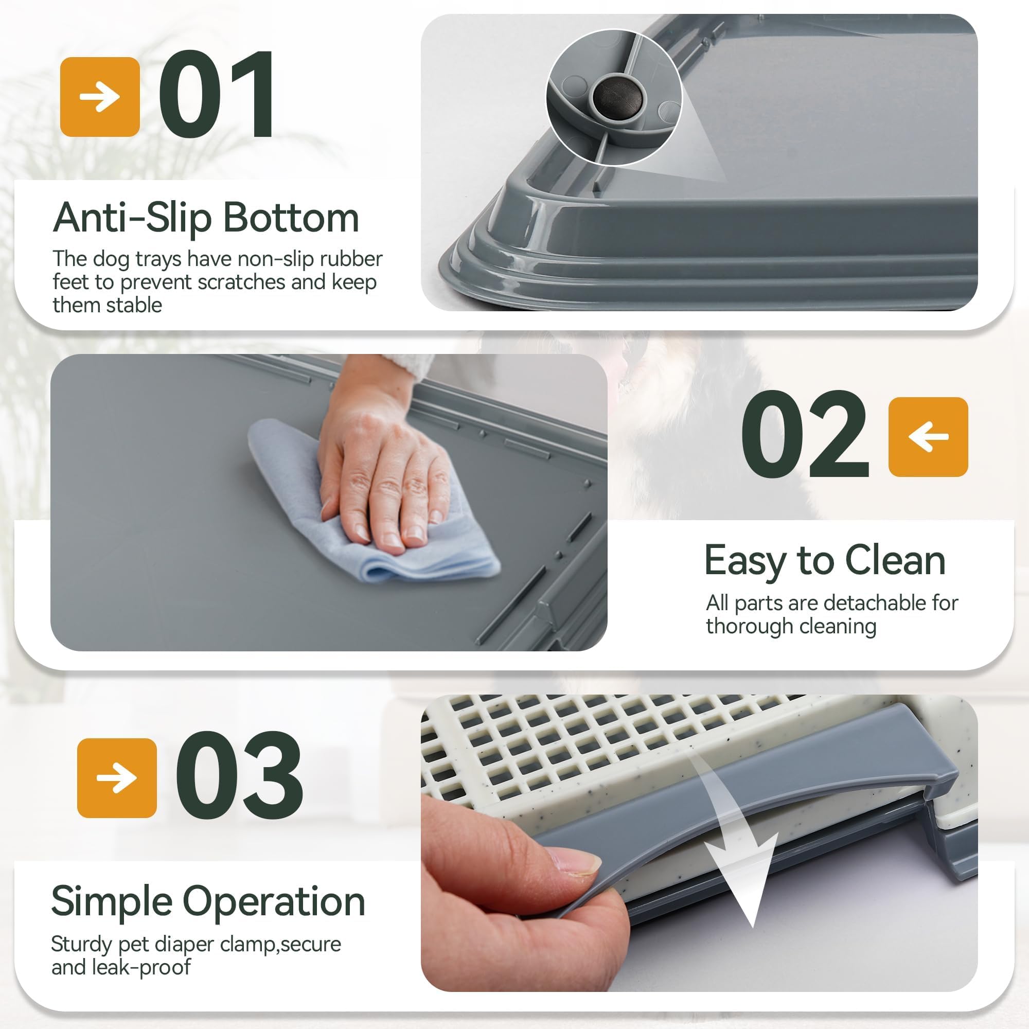 PAWISE durable non-slip base keeps the tray secure during use.
