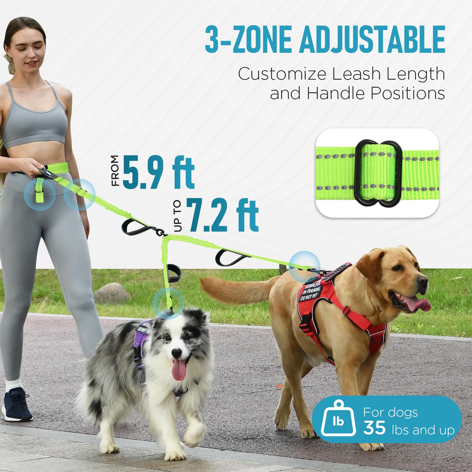 PawistaPal hands-free leash rear handle padded for quick grip during sudden pulls.
