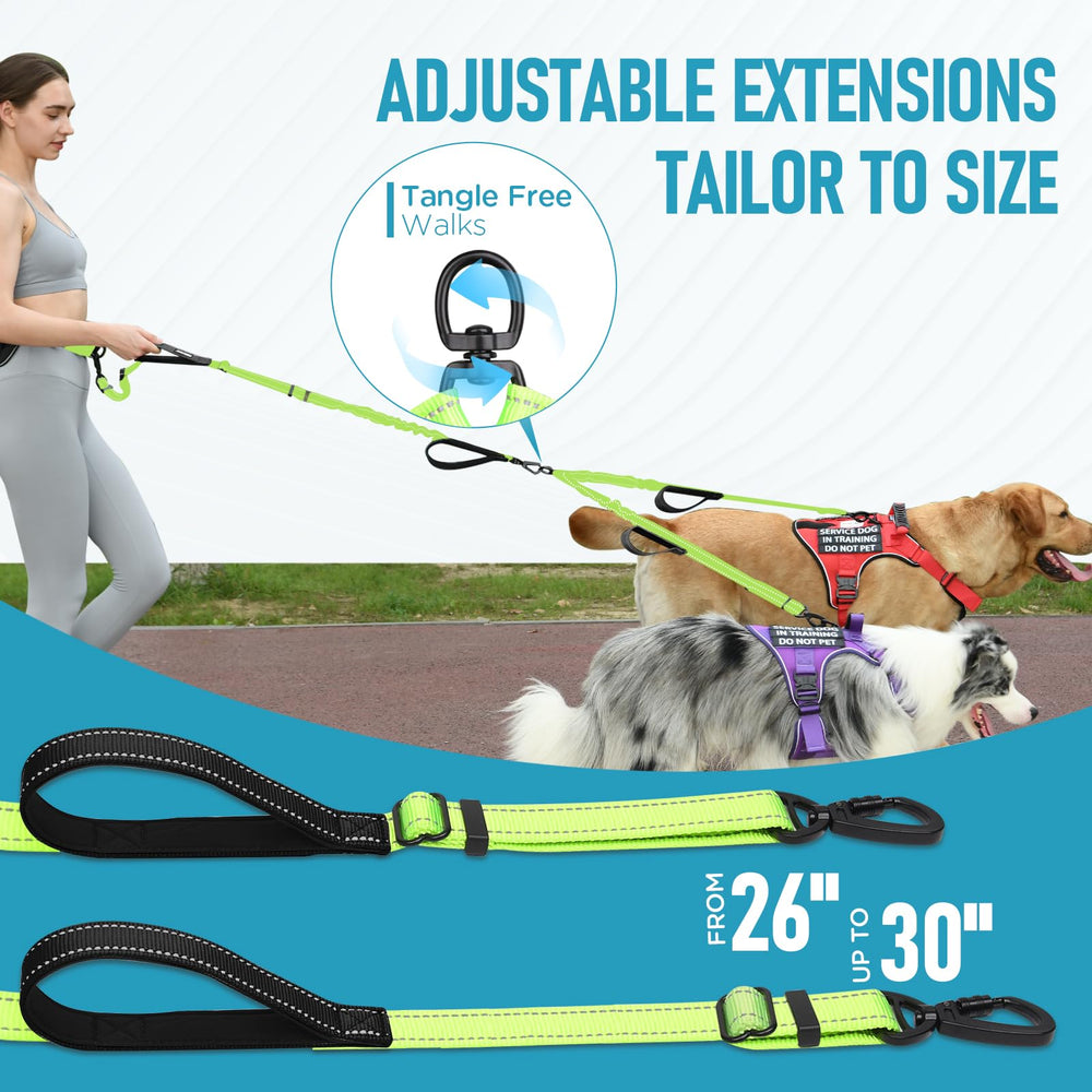PawistaPal two-dog tangle-free design with 360° rotating clip prevents leash twists.