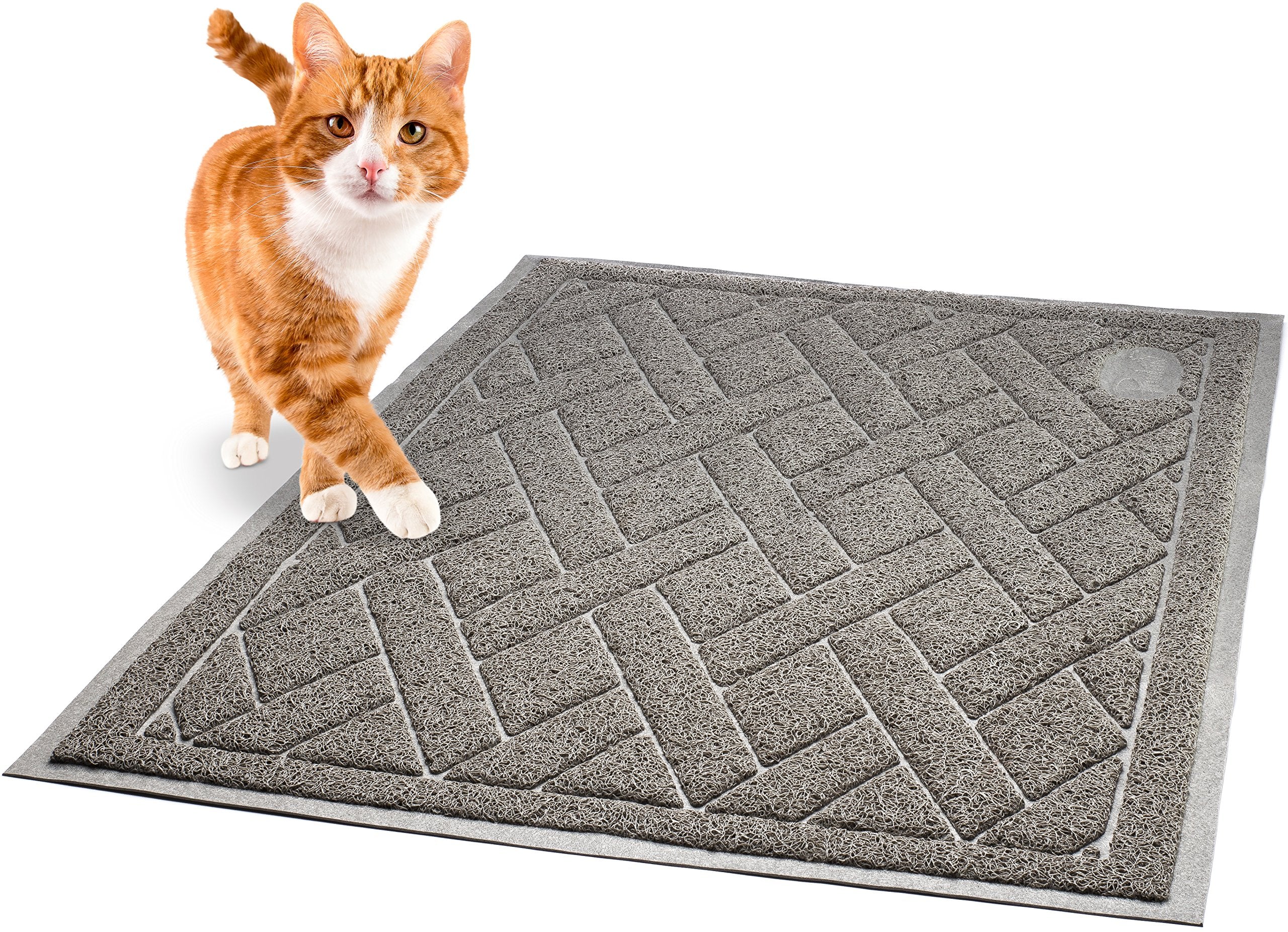 Pawkin Cat Litter Mat extra-large size fits under the litter box, protecting floors.