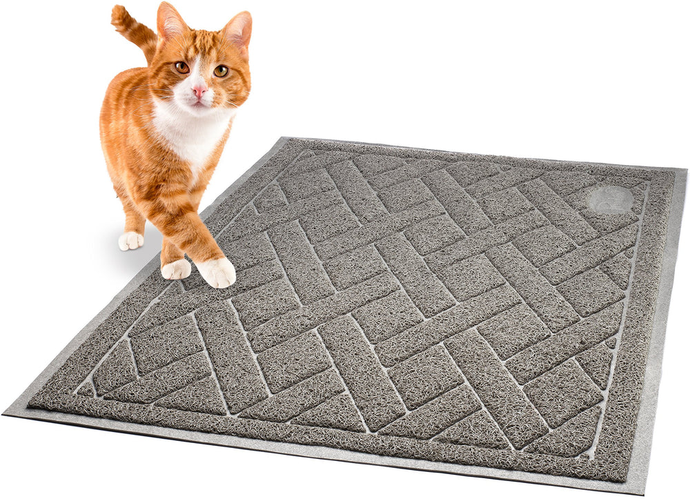 Pawkin Cat Litter Mat extra-large size fits under the litter box, protecting floors.