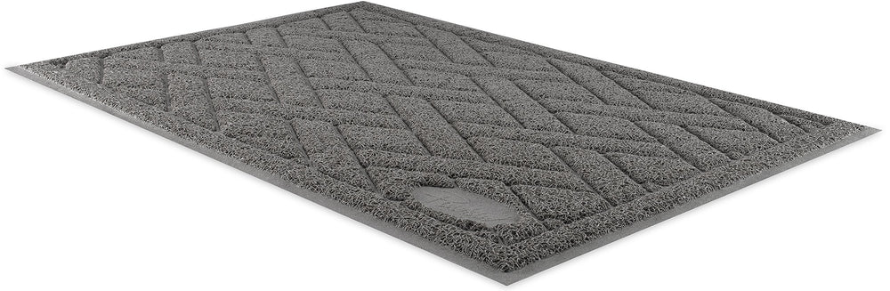 Pawkin Cat Litter Mat under litter box reduces tracking and simplifies cleanup.