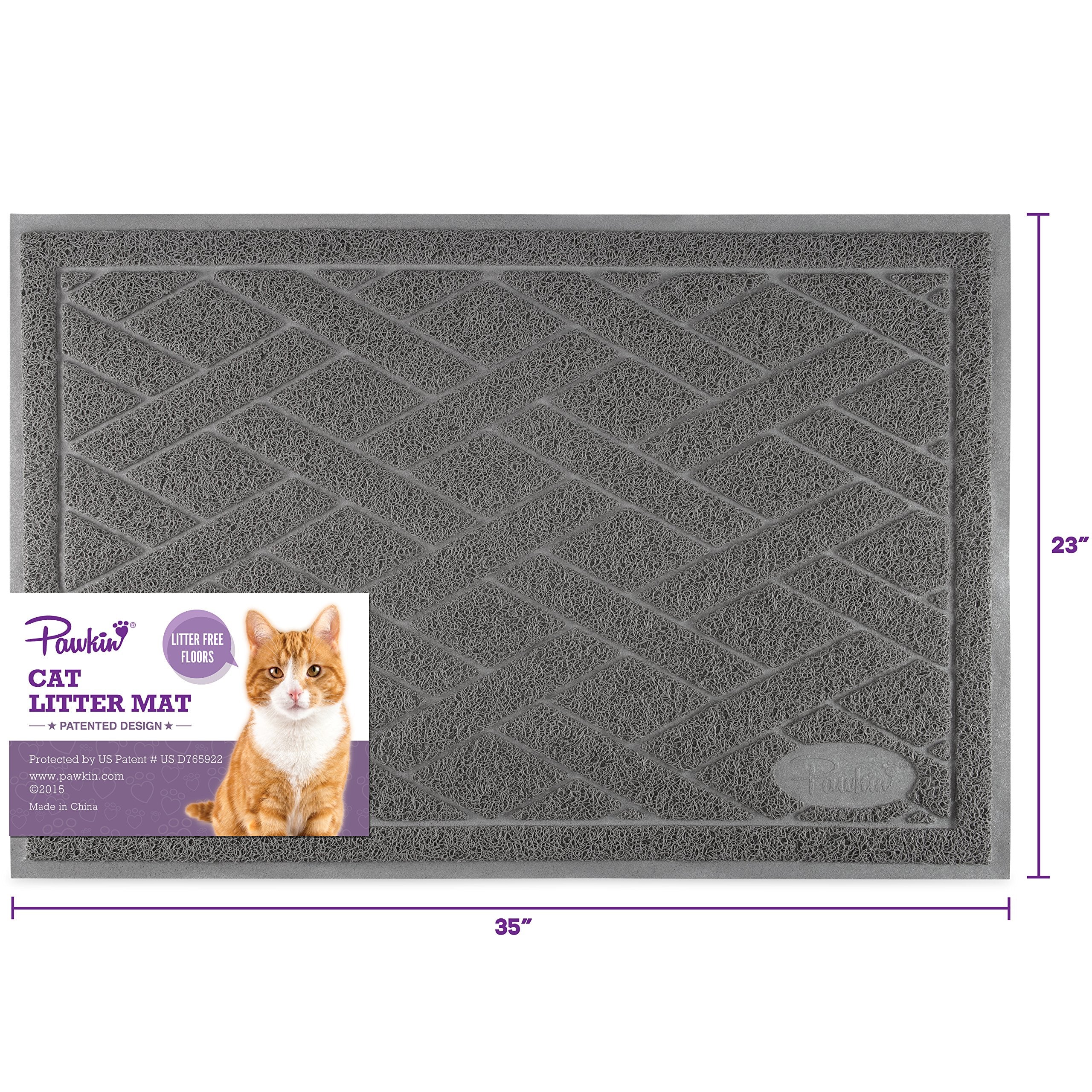 Pawkin Cat Litter Mat gray color blends with decor while catching litter at the source.