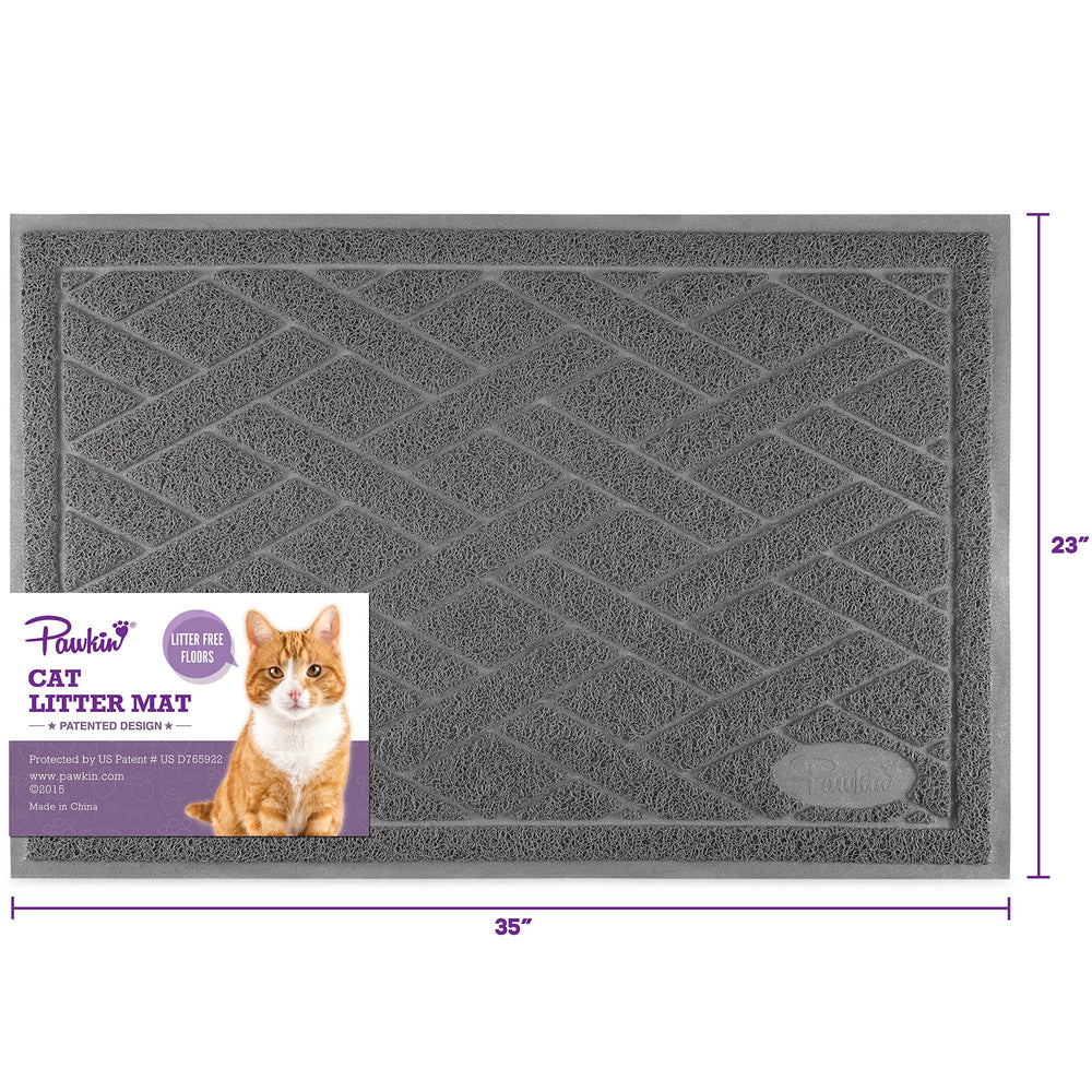 Pawkin Cat Litter Mat gray color blends with decor while catching litter at the source.