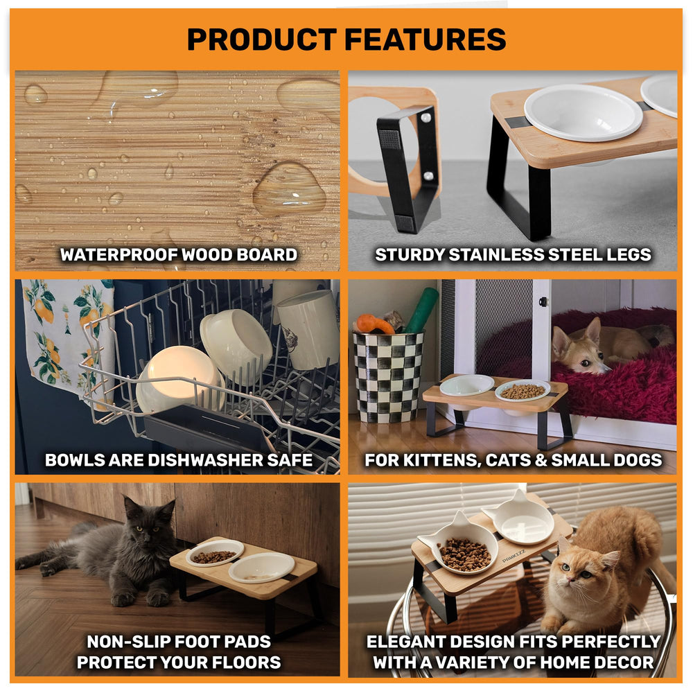 Pawkizz bamboo base with non-slip feet keeps the stand steady.