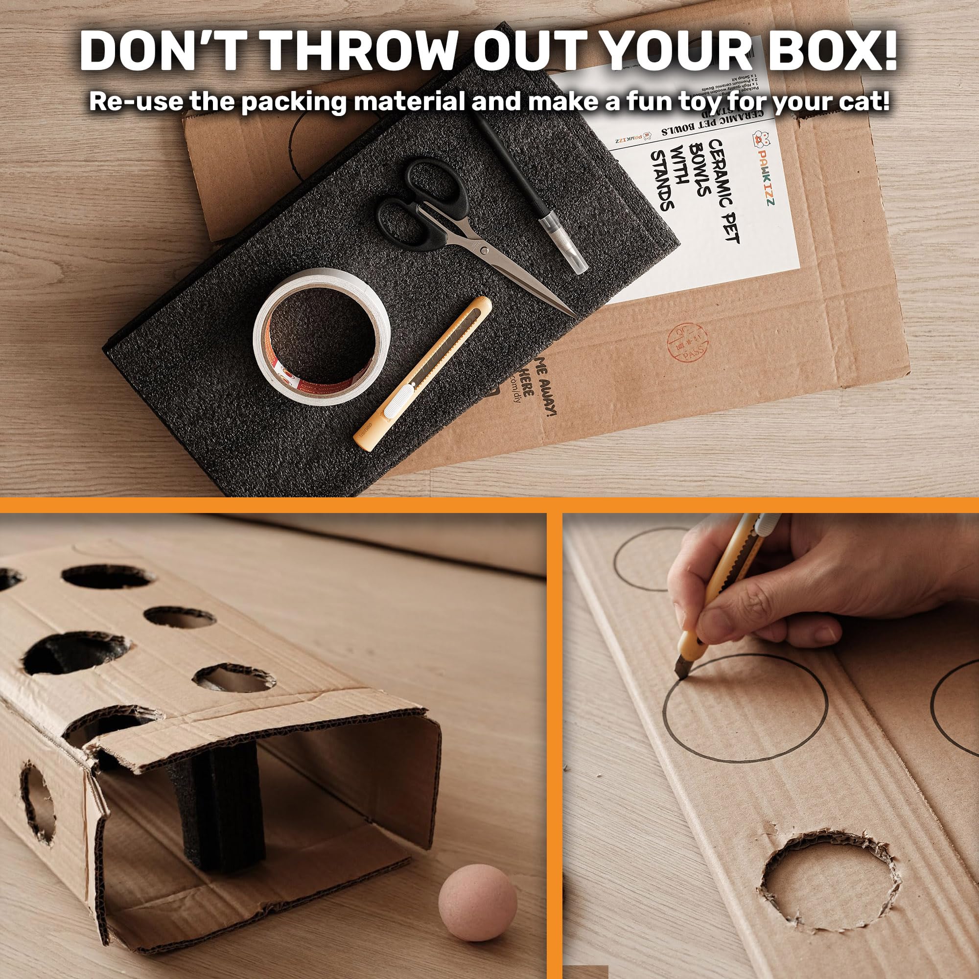Pawkizz feeding station sized for cats and small dogs reduces spills.