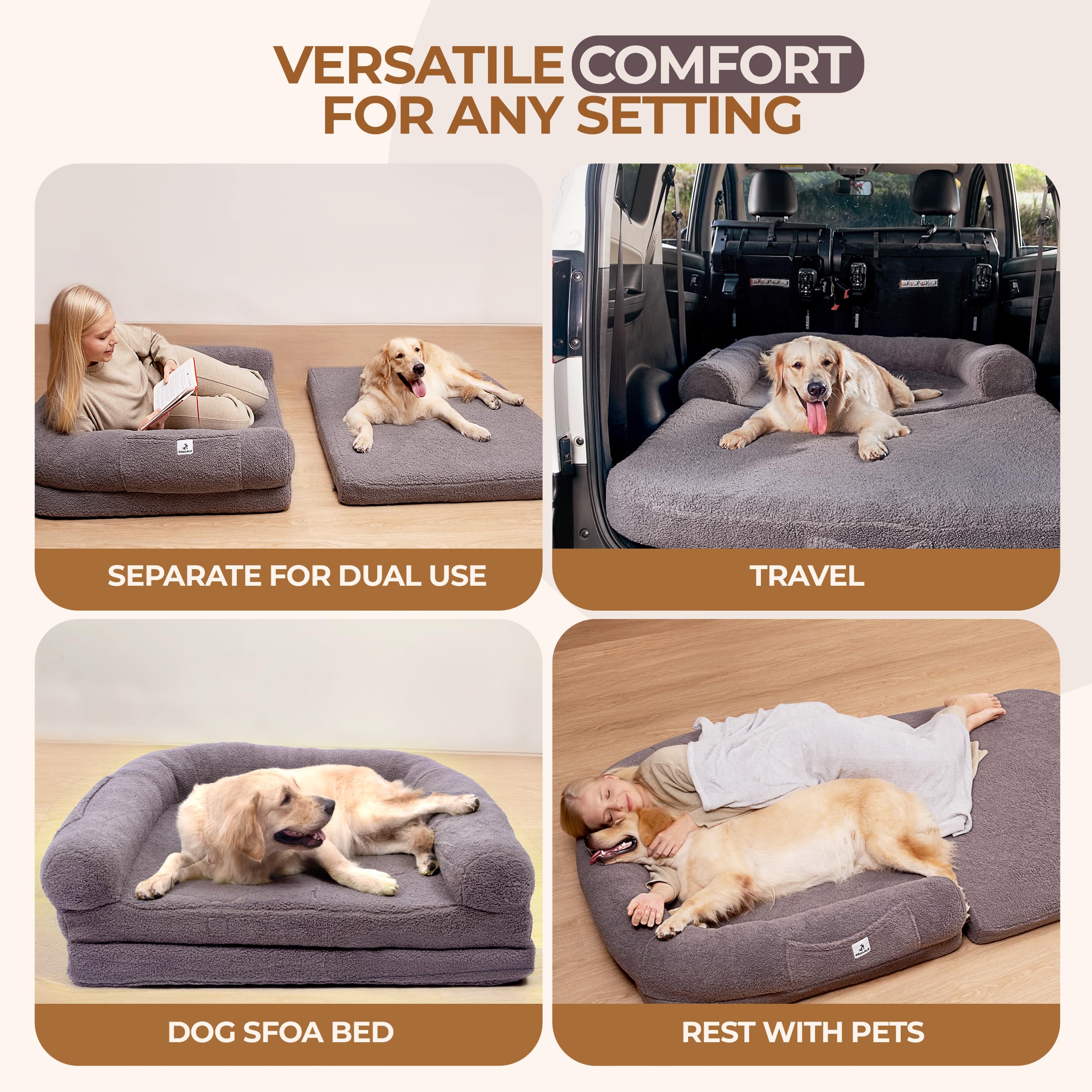 PAWLALA 2in1 human-dog bed folded couch mode for versatile living spaces.