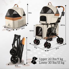 PAWLALA detachable carriers side view highlights versatile two-pet setup for cats or dogs.