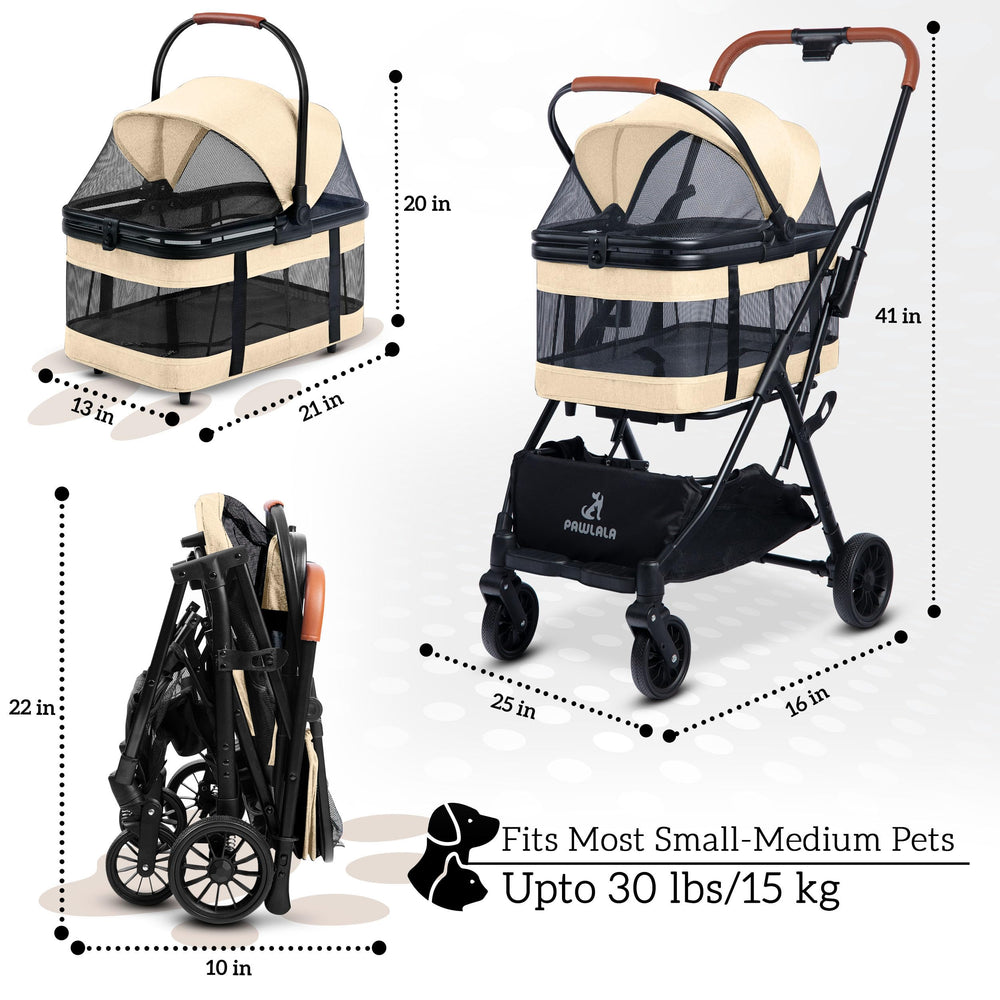 PAWLALA stroller with 360° mesh window provides panoramic views and airflow
