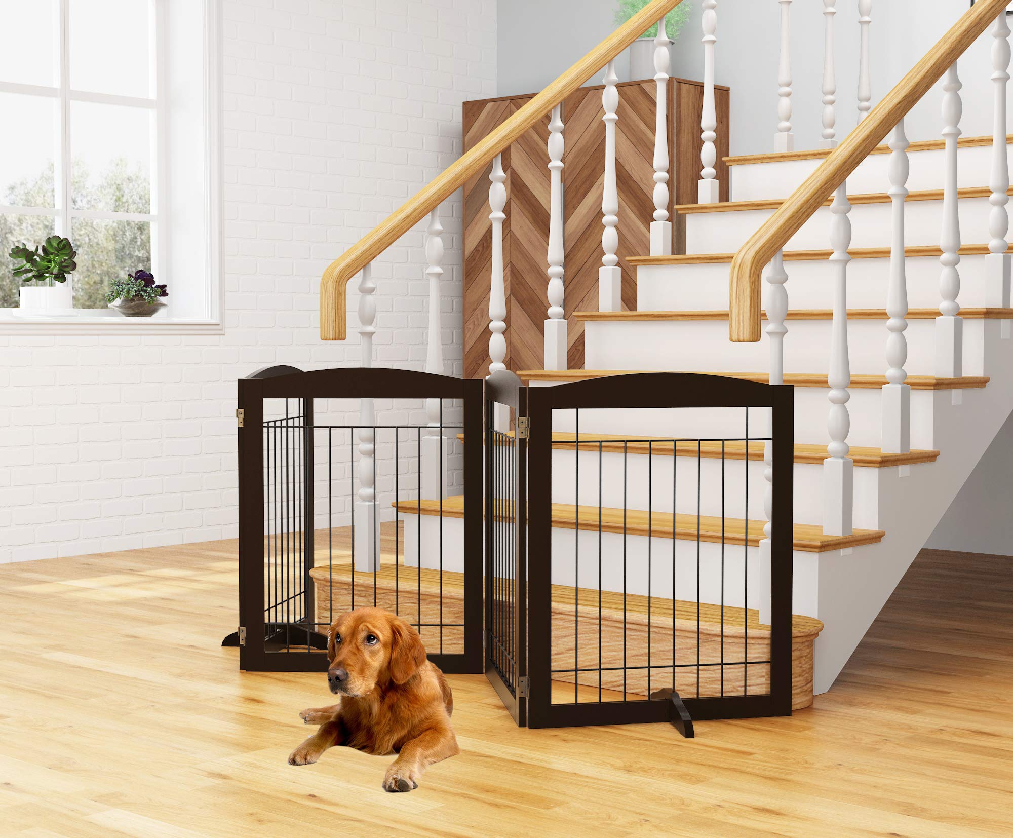 PAWLAND dog gate in doorway shows folding flexibility and easy storage