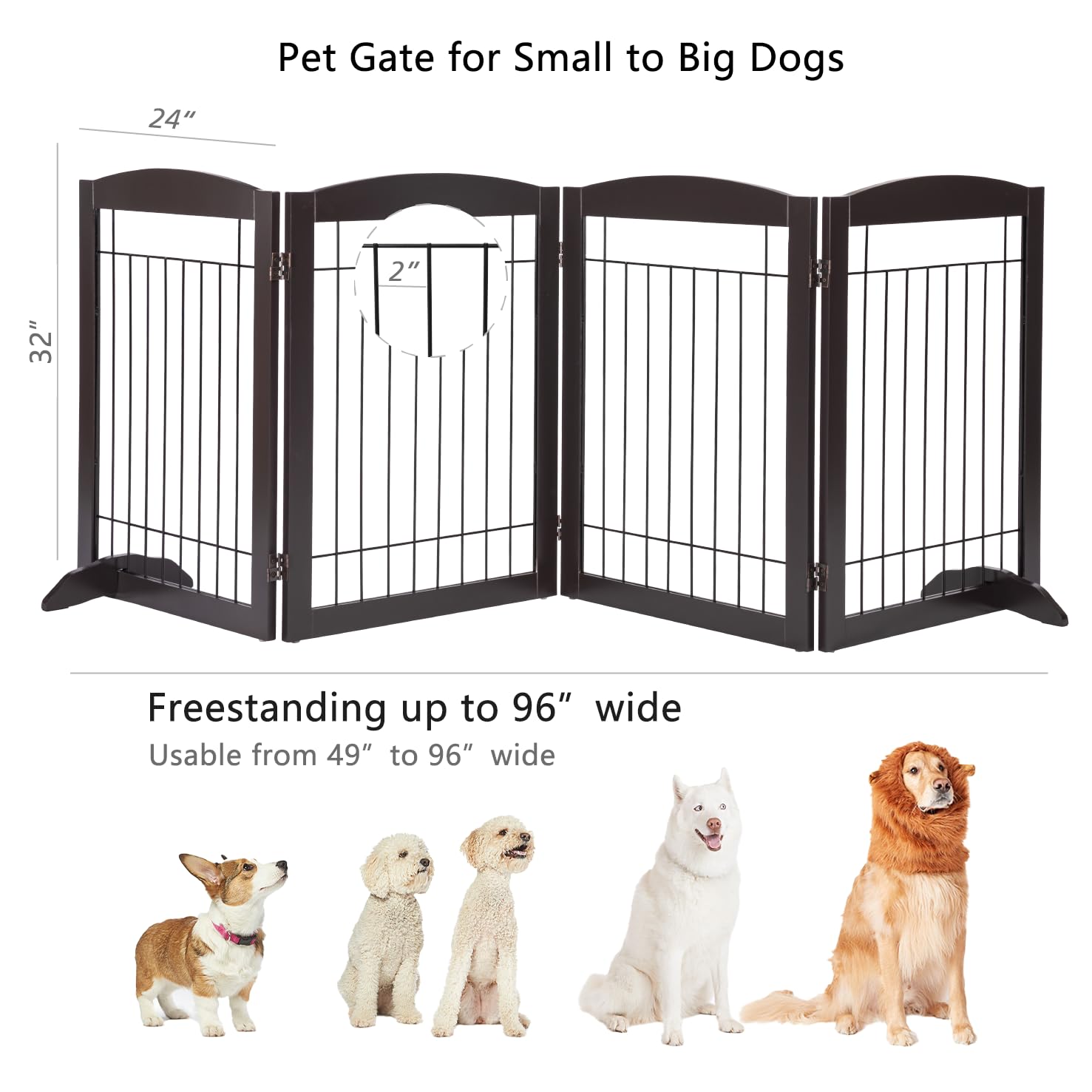PAWLAND dog gate with included support feet protects floors during use