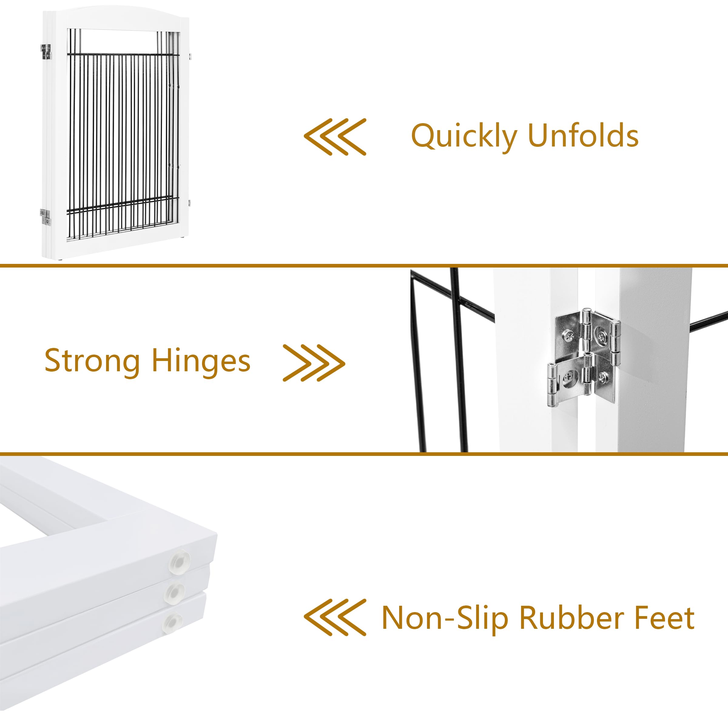 PAWLAND Extra Wide Dog Gate shows 30-inch height for added containment.