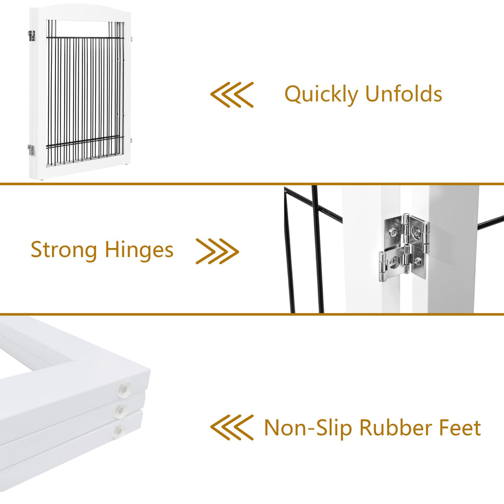 PAWLAND Extra Wide Dog Gate shows 30-inch height for added containment.
