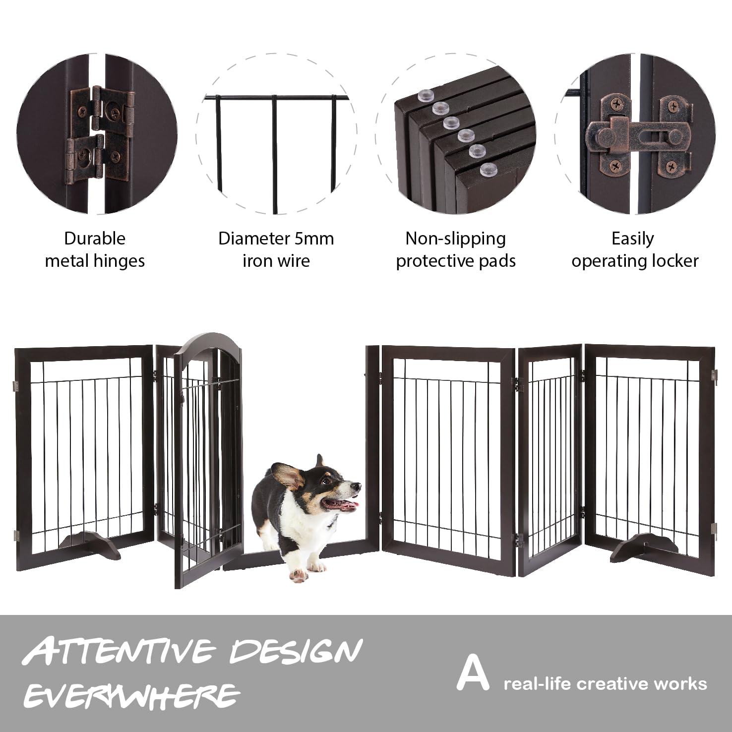 PAWLAND FSC-certified-wood-dog-gate-espresso highlights eco-friendly materials