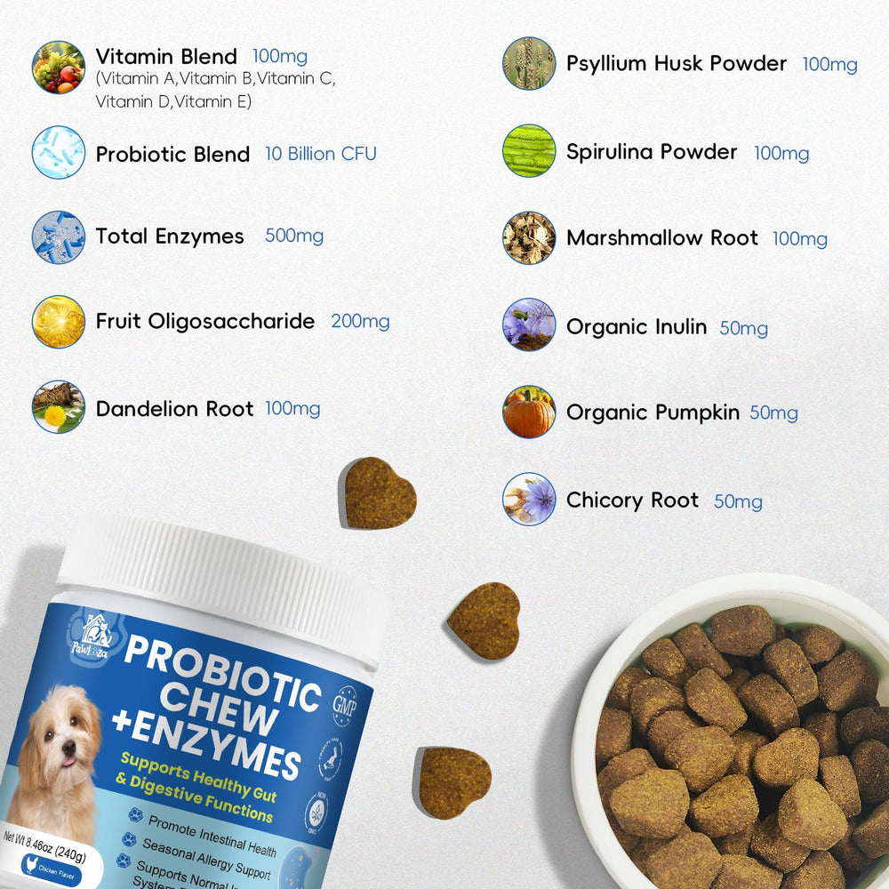 Pawlooza dog allergy chews daily doses demonstrate convenient gut health support.