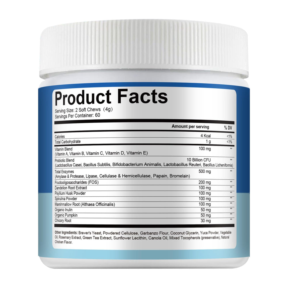 Pawlooza probiotic chews promote healthy gut balance for comfort and energy.