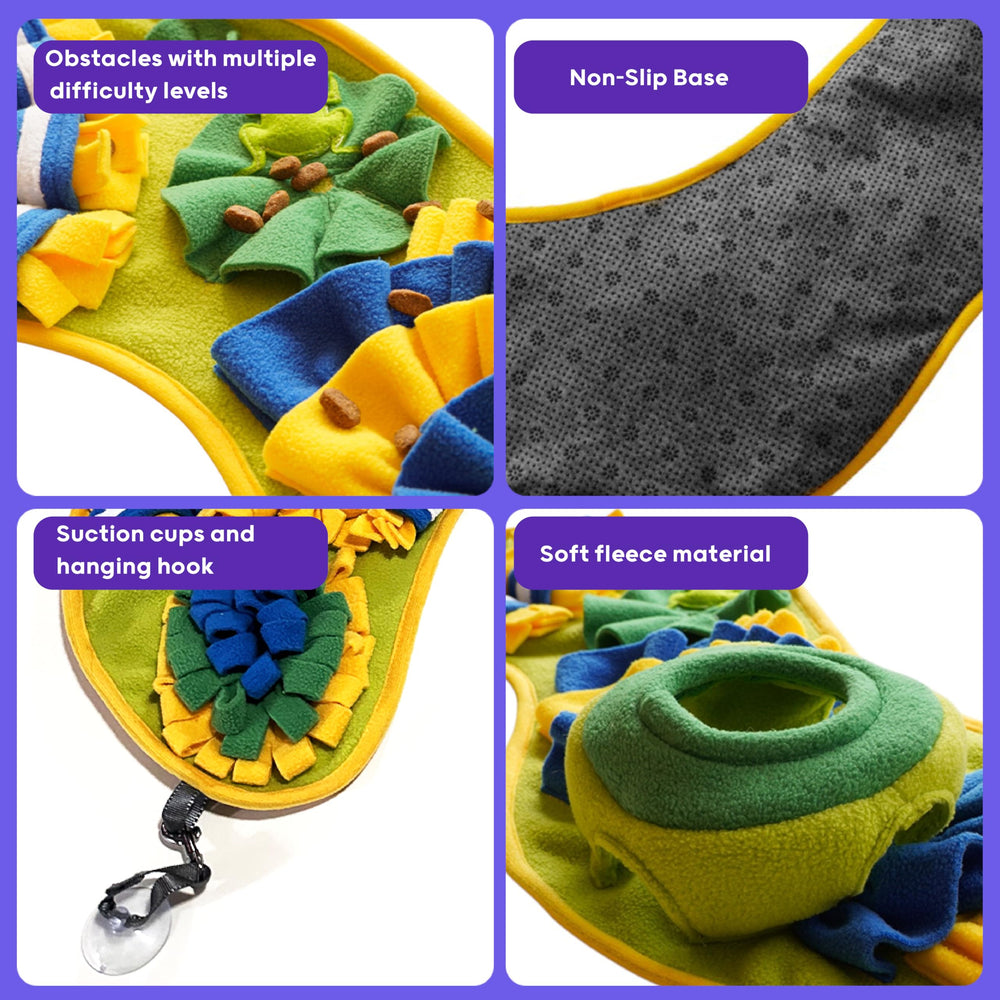 PAWLUDE snuffle mat non-slip base keeps mats steady during training.