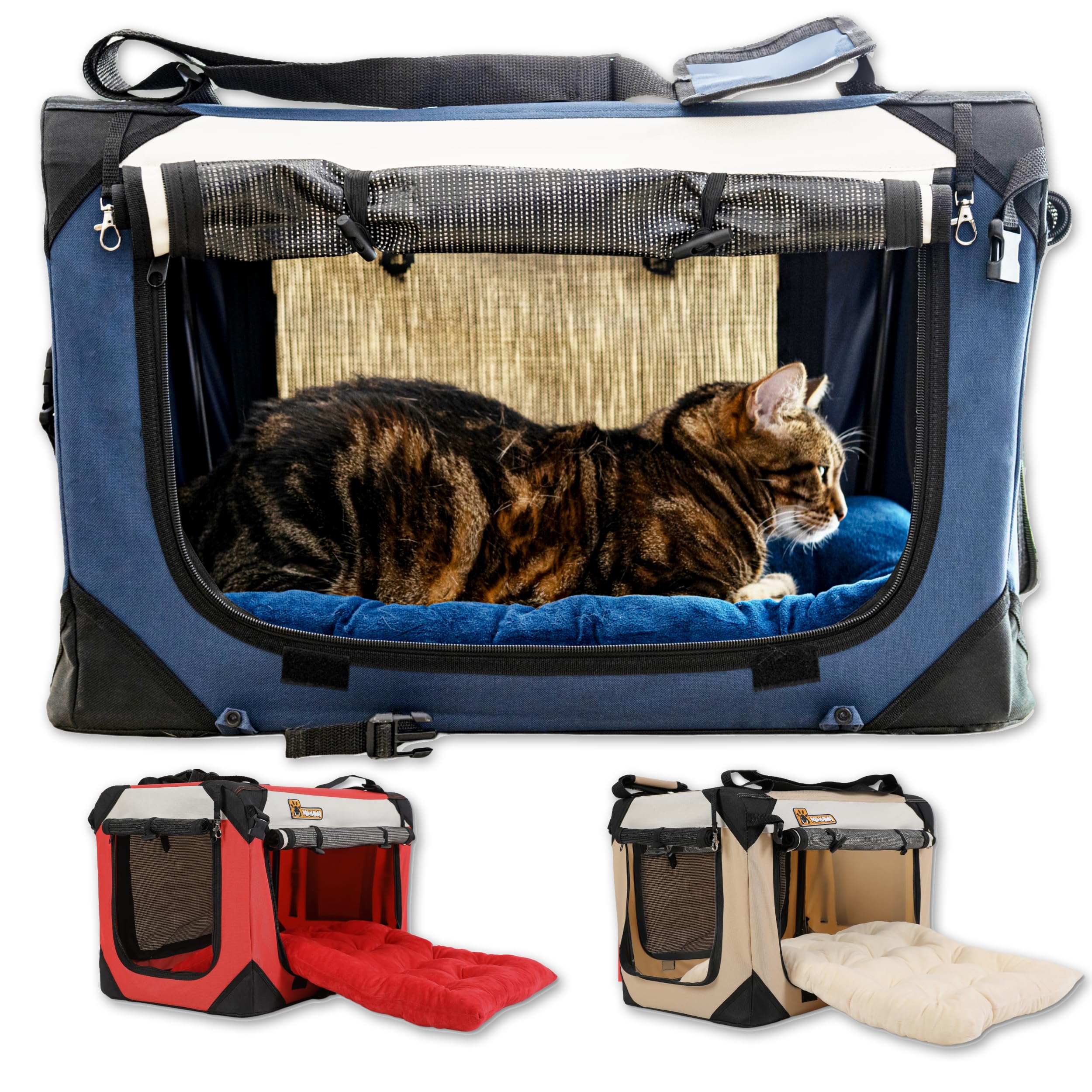 PAWMANIA extra-large carrier front view showing roomy interior for travel comfort