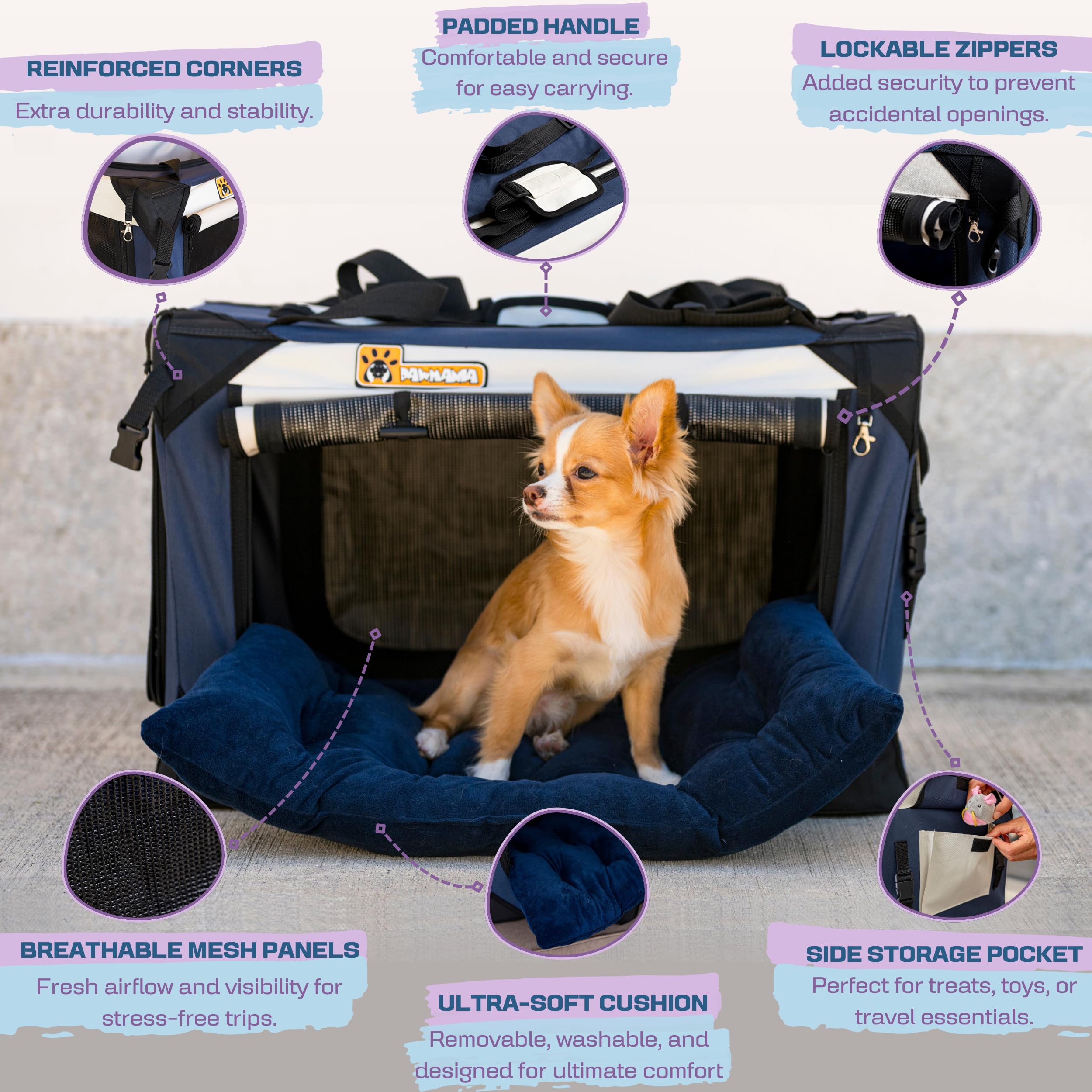 PAWMANIA triple-entry design offers easy loading from top, front, or side.