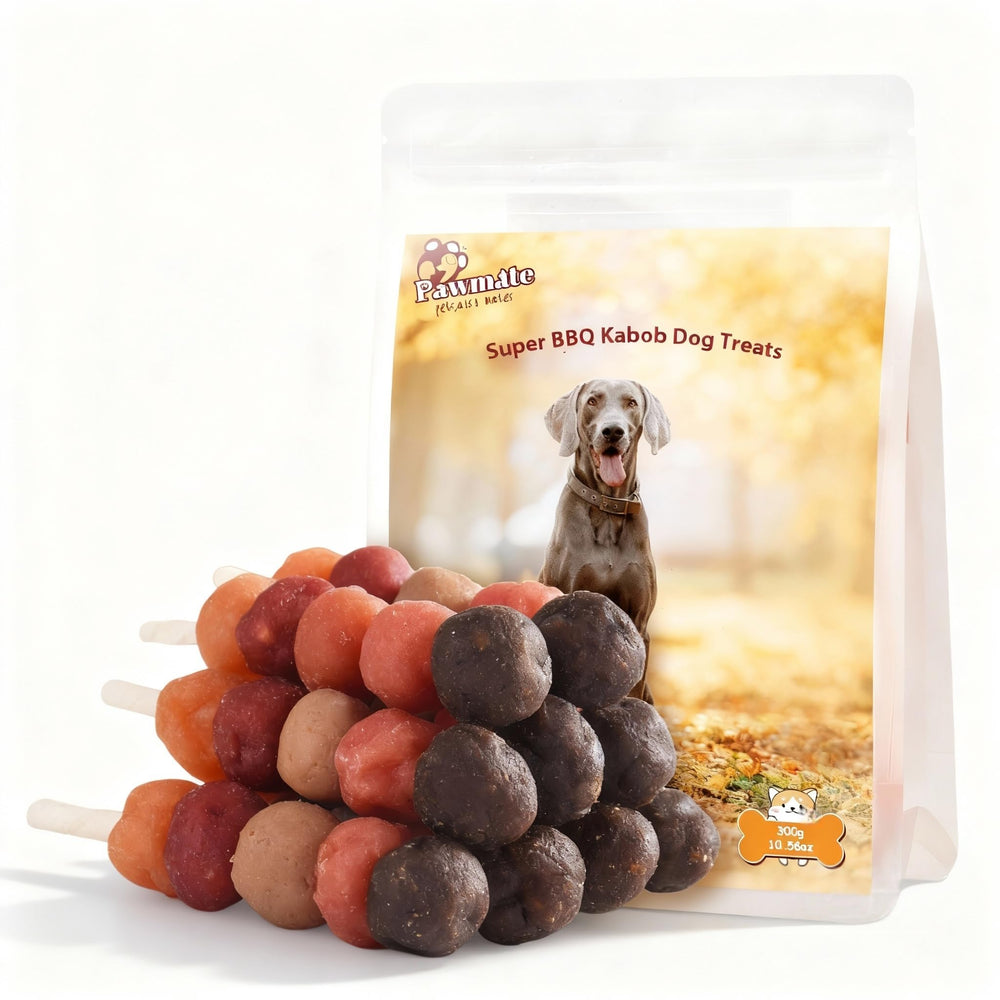 Pawmate 6-in-1 Kabobs dog treats variety shows protein-packed flavors for training rewards
