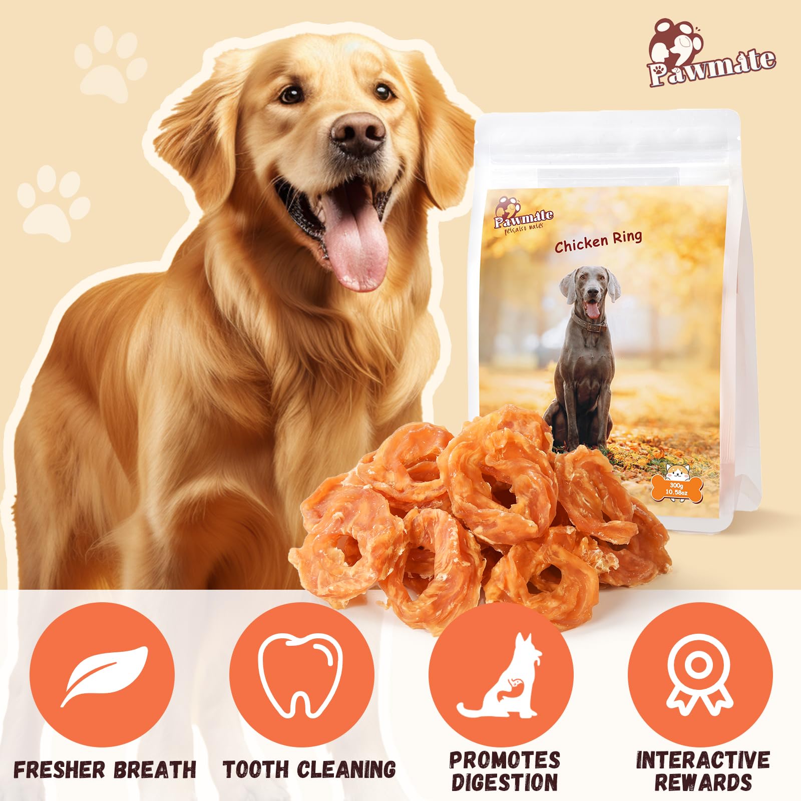 Pawmate chicken-jerky-ingredients-label promotes natural treat choice for training and enrichment.