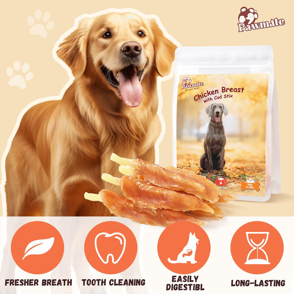 Pawmate dental-benefit close-up illustrating chew action for oral care