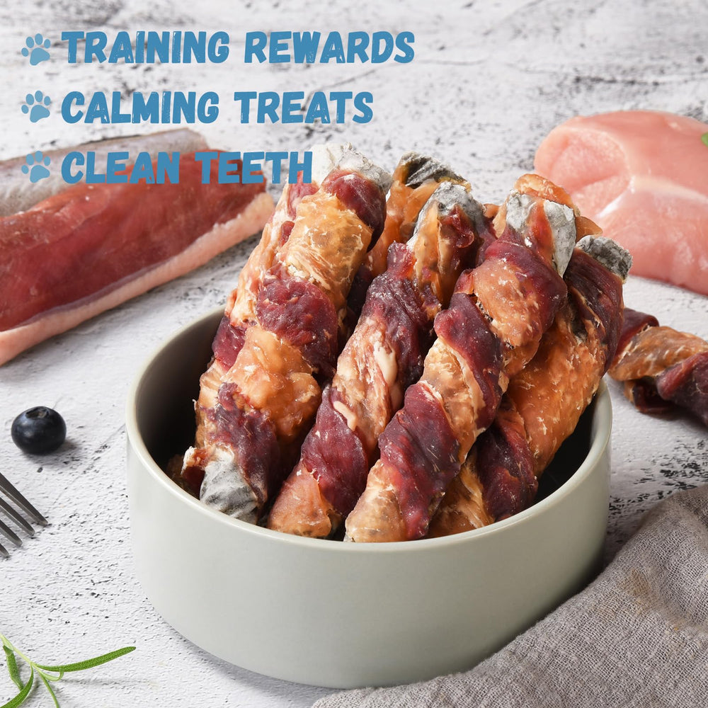 Pawmate rawhide-free snack on plate emphasizes safer chewing for sensitive dogs