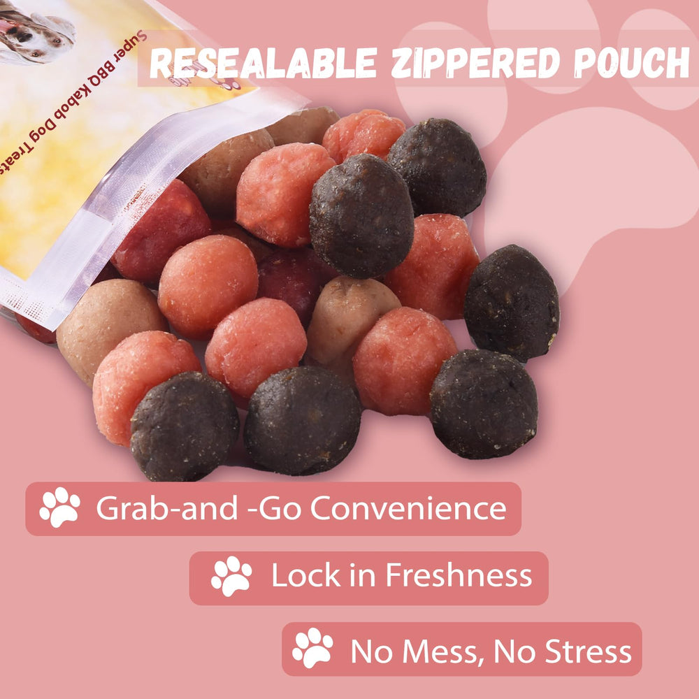 Pawmate kabobs human-grade grain-free image highlights high-protein, clean-ingredient snack