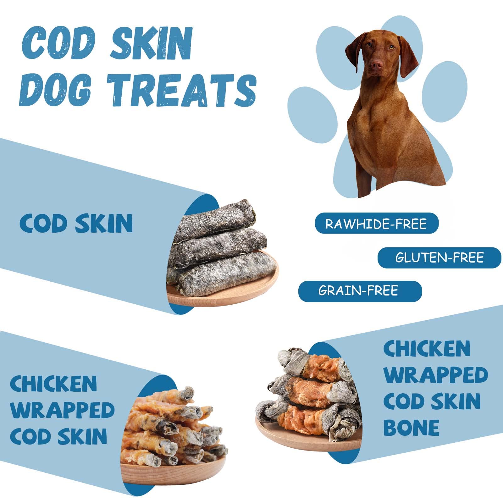 Pawmate omega-3 rich cod skin treats for shiny coats