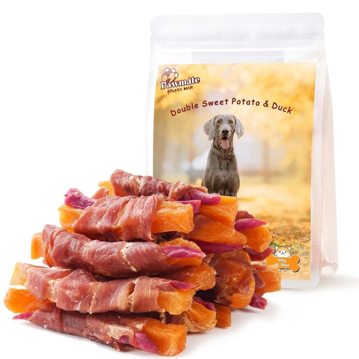 Pawmate pato doble wrap batata morada, perfecto para entrenamiento diario.