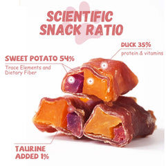 Pawmate pato doble wrap batata morada, snack sabroso para perros de todos los tamaños.