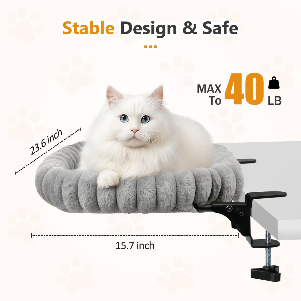 Pawow Cat Desk Bed sleeping-surface size emphasizes roomy 15.7 by 23.6 inches for stretching