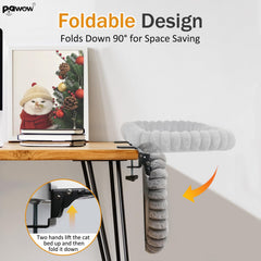 Pawow Cat Desk Bed two washable covers demonstrates year-round comfort with faux rabbit fur and breathable mesh