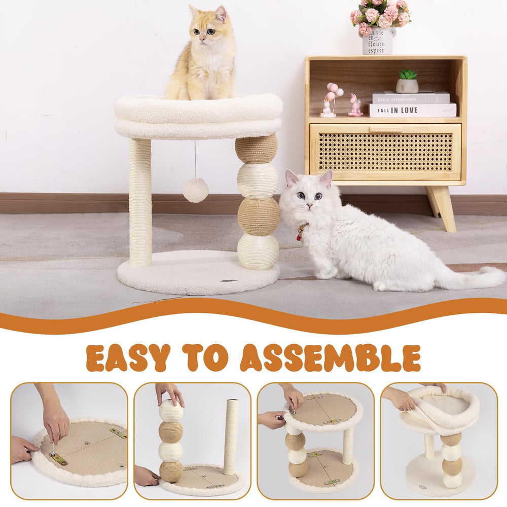 PawPalace small cat tree dangling toy provides playful engagement.