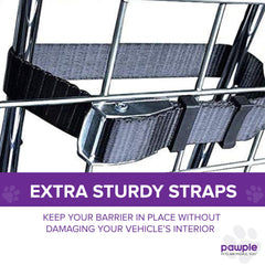 Pawple barrier demonstrates ventilation and visibility for pets during rides