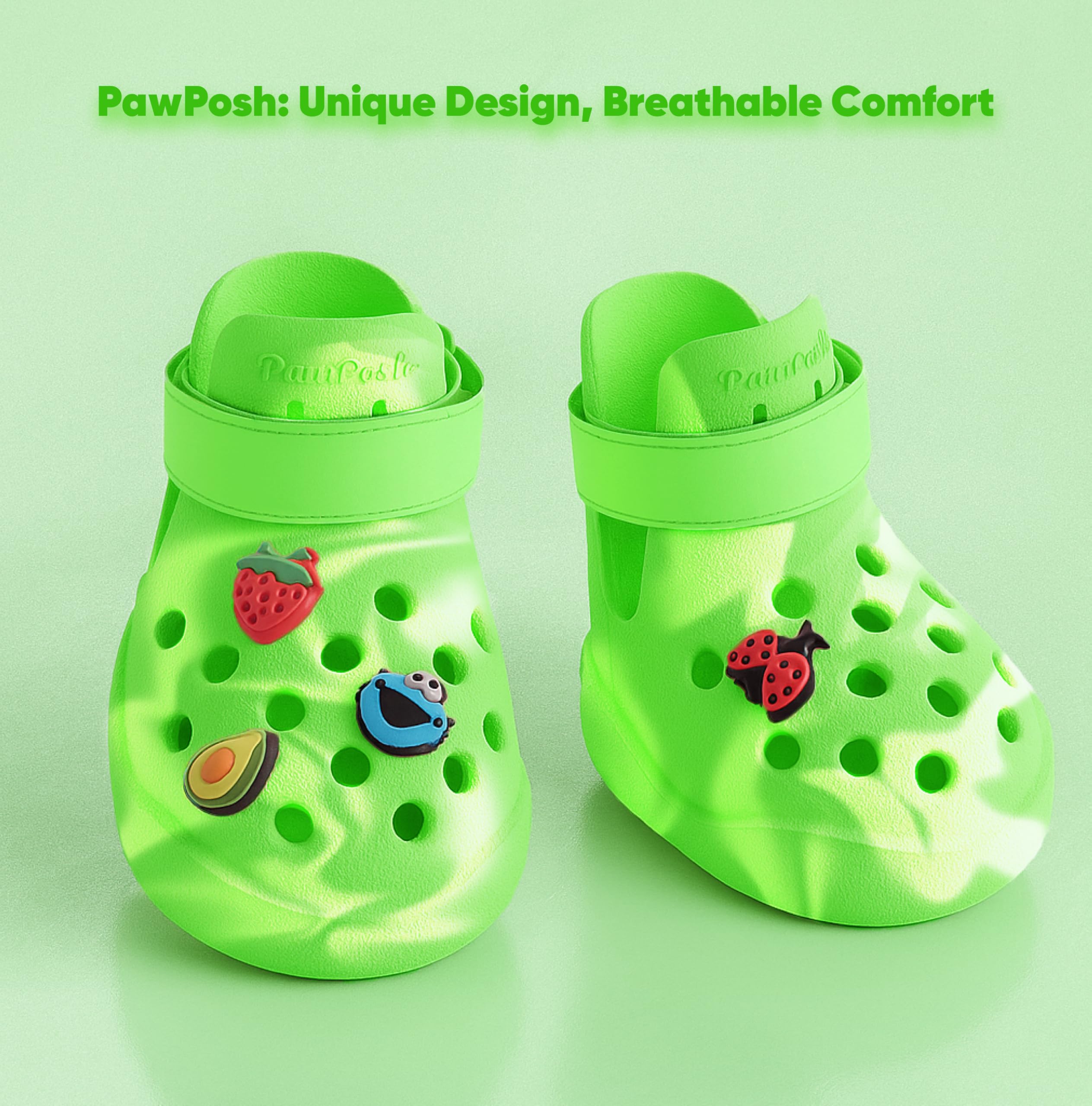 PawPosh dog shoes green marble top view showing perforations for ventilation.