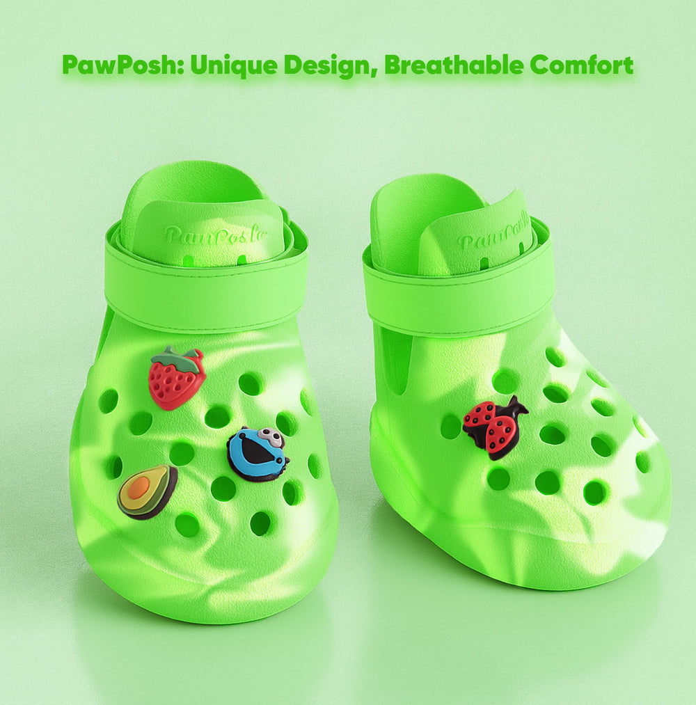 PawPosh dog shoes green marble top view showing perforations for ventilation.